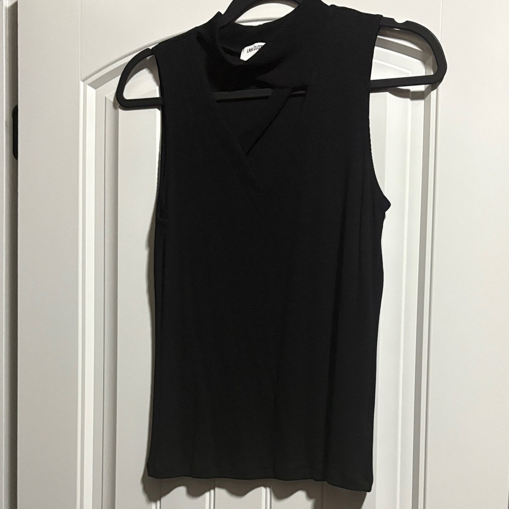 LNA Black Cutout Tank Top